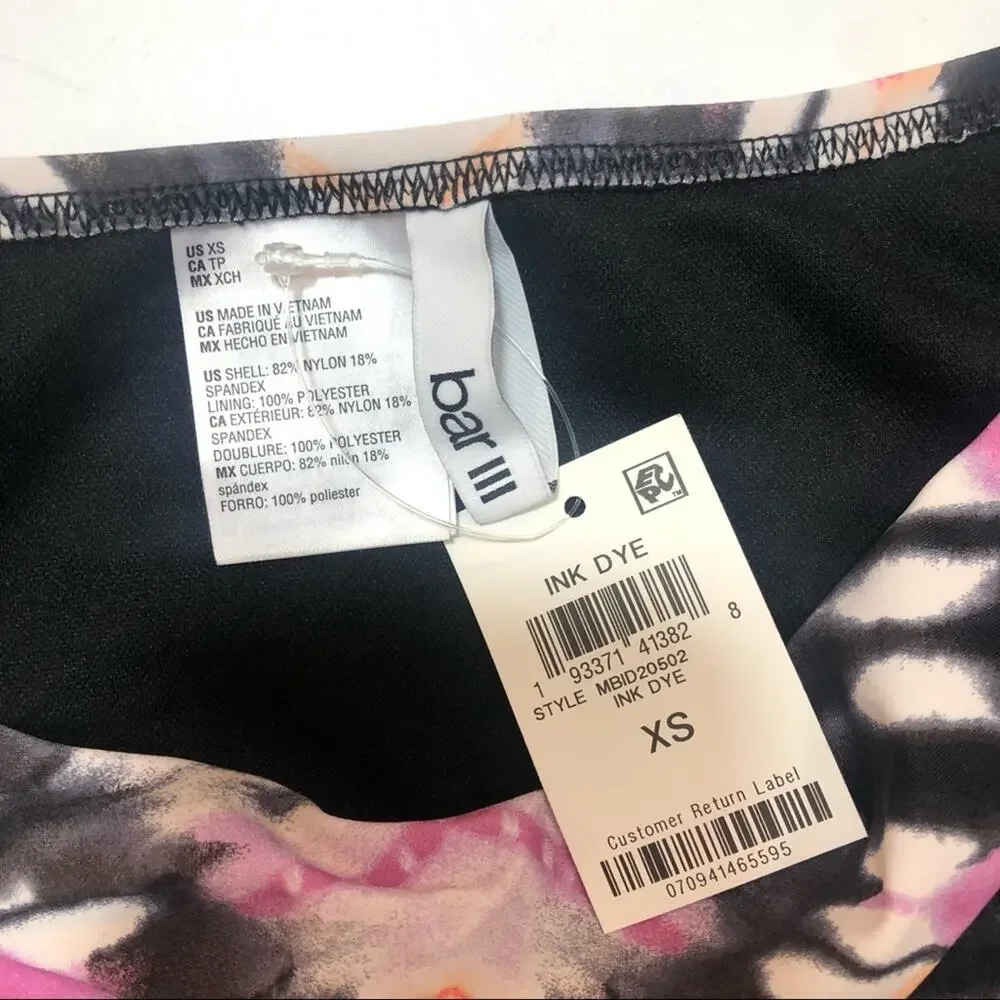 Bar III INK-DYE High-Waist Bikini Swim Bottom